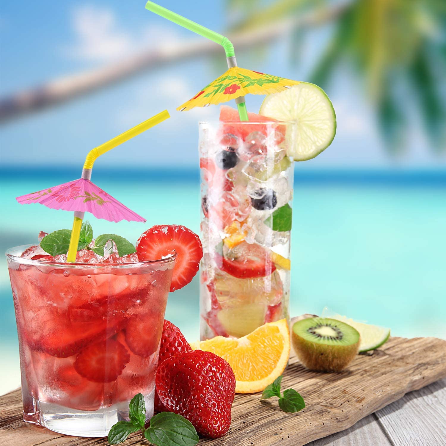 58 Pcs Umbrella Drinking Straws Reusable Parasol Bendy Reusable Drinking Straws For Hawaiian Beach Cocktail Luau Tropical Party Decorations Supplies Walmart Com