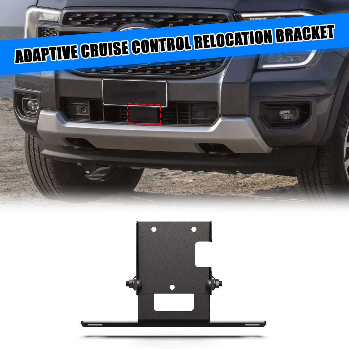Heavy Duty Steel Front Bumper Fit for 2019 2020 2021 2022 2023 Ford Ranger,Front Bumper with ACC Module Relocation Bracket,Black Powder Coated