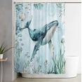 thumbnail image 2 of Shower Curtains for Bathroom-66"x72",Beach Cyan Whale Coral Shell Waterproof Bath Curtain Grommet Shower Curtain Set with Hooks,Summer Coastal Ocean Theme Washable Bath Accessories, 2 of 7