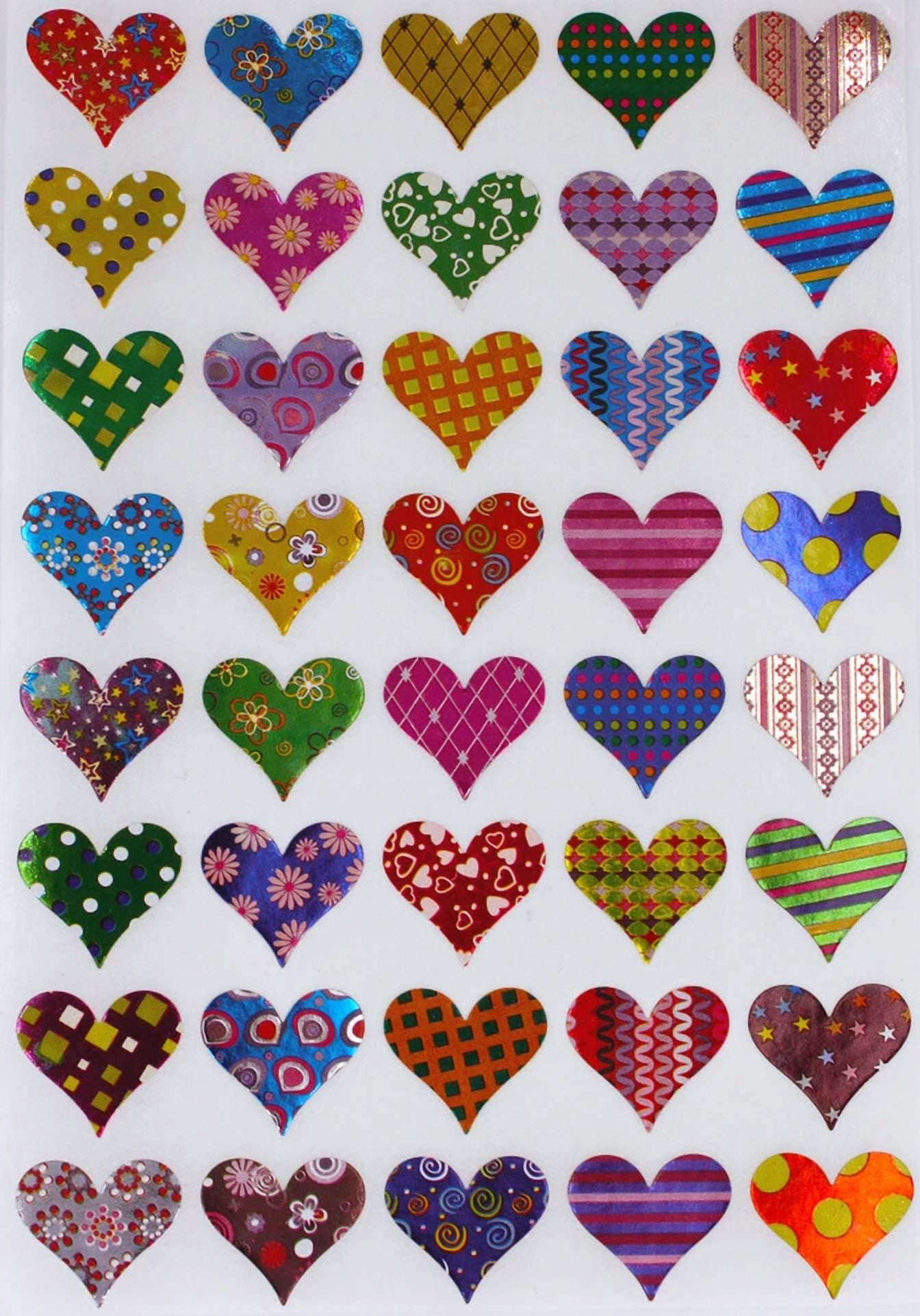 CRESTIN- Valentine Heart Stickers Assorted Patterns Permanent Adhesive Labels 400 Pack