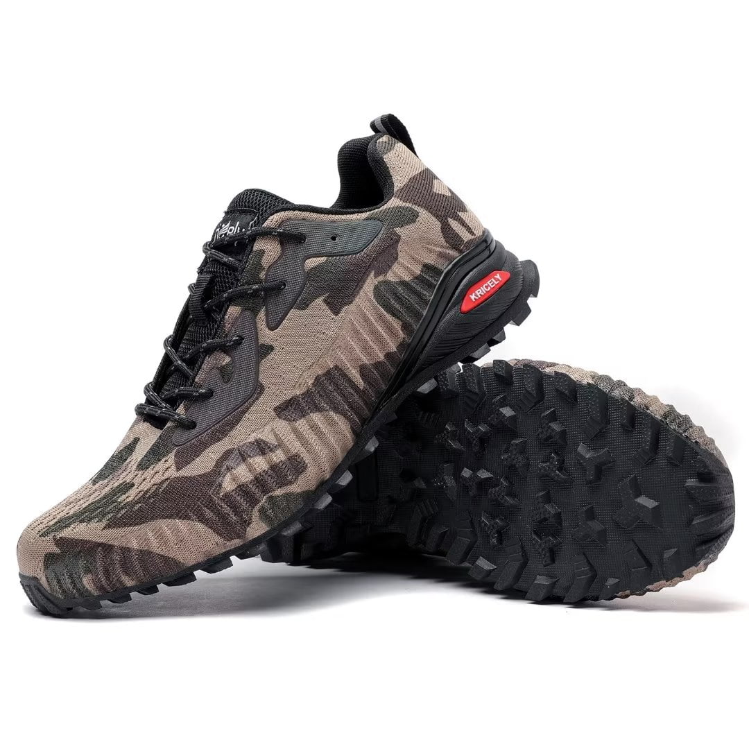 Kricely Men's Trail Running Shoes Fashion Hiking Sneakers for Men Camo Tennis Cross Training Shoe Mens Casual Outdoor Walking Footwear Camouflage Size 7.5