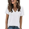 thumbnail image 6 of Jalioing Summer V Neck Tops Women's Eyelet Short Sleeve Tunic Blouses Trendy Casual Work Shirts Clothes, 6 of 7