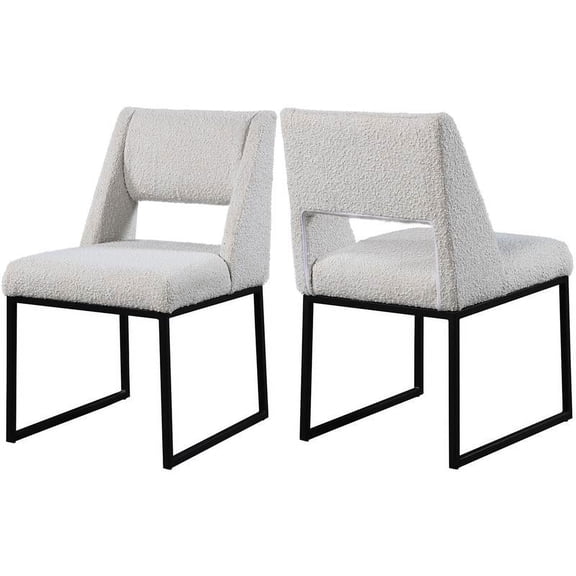 Meridian Furniture Jayce Cream Boucle Fabric Dining Chair