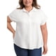thumbnail image 1 of GRACE & GRANDEUR Camisas de Talla Grande para Mujeres, Camisa de Botones con Cuello, Mangas Cortas con Dobladillo, Blusas Casuales 1X Blanca, 1 of 1