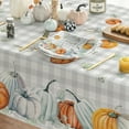 thumbnail image 4 of Sm:)e Fall Pumpkins Leaves Tablecloth Rectangular, Thanksgiving Autumn Harvest Table Cover for Party Picnic Dinner Decor Buffalo Plaid 60x104 Inch, 4 of 6