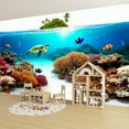 thumbnail image 6 of Wallpaper Underwater World Island Fish Sea Ocean Turtle Coral Reefs Tropical Peel and Stick Wall Murals 100"H x 144"W Removable PVC Wall Paper Self-Adhesive Wall Decor for Bedroom Living Room, 6 of 7
