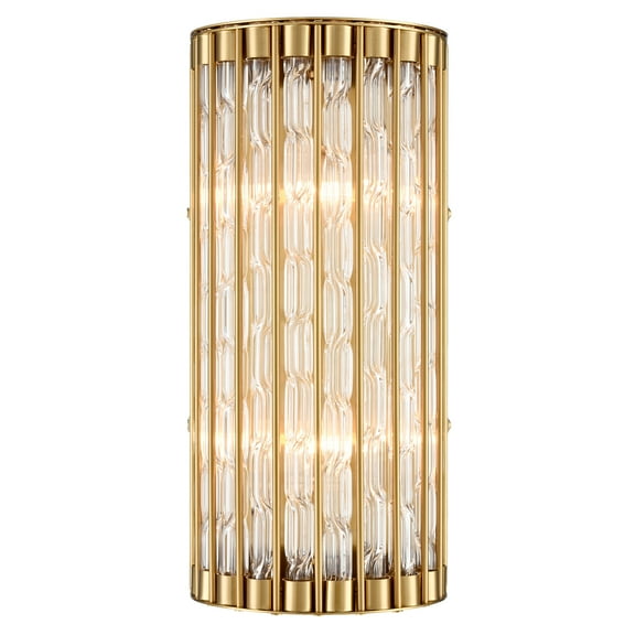 Claxy 2-Light Gold Crystal Wall Sconce for Bathroom Hallway Bedroom