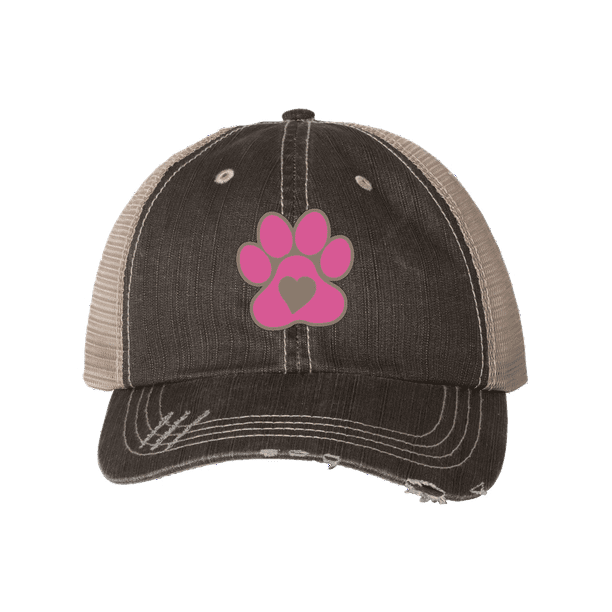 Women's Embroidered Dog Paw Print Baseball cap Black/Red/White