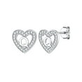 thumbnail image 1 of Pendientes de corazón de plata esterlina Silvora con Letra Q Joyería hipoalergénica, 1 of 8