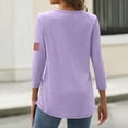 thumbnail image 3 of Women's Fashionable Casual Three Quarter Sleeve Printed Collar Pullover Top Light Purple S, 3 of 3