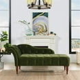 thumbnail image 3 of Maklaine Modern Tufted Roll Arm Chaise Lounge Olive Green Velvet, 3 of 15