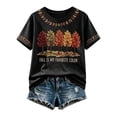 thumbnail image 6 of BODOAO Women's Fall Graphic Tee Short Sleeve Crew Neck T Shirt Autumn Tree Print Casual Thanksgiving Top for Women Vintage Holiday Everyday Summer Fashion Wear Black 4XL, 6 of 6