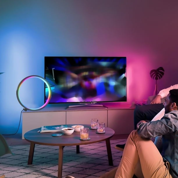 Lámpara de mesa enchufable RGB con control remoto por Bluetooth, lámpara de mesa ambiental, decoración de mesa para deportes electrónicos, luz de ambiente
