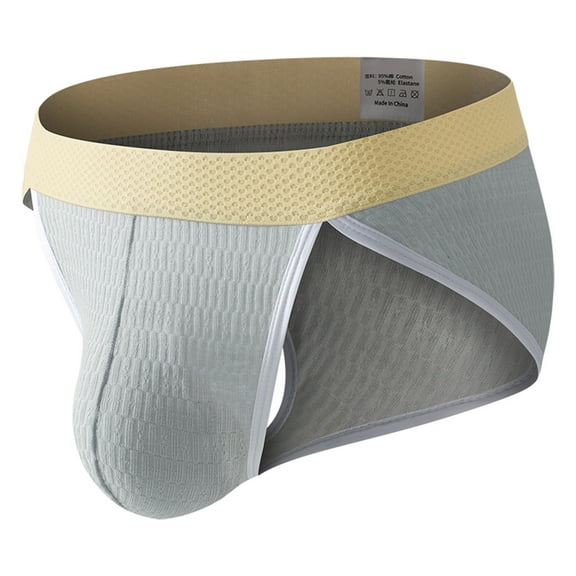 Mens Underwear Mid Waisted Breathable High-Cut Trendy Color-Block Stretchy Comfort Support Athletic Workout Briefs Underpants