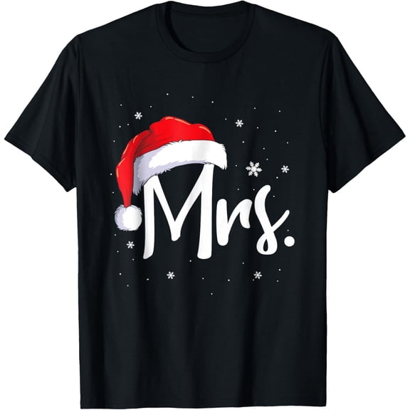 Mr and Mrs Claus Couples Matching Christmas Pajamas Santa T-Shirtmen and women can wear, black, white, gifts.S,M,L,XL,2XL,3XL,1626XL