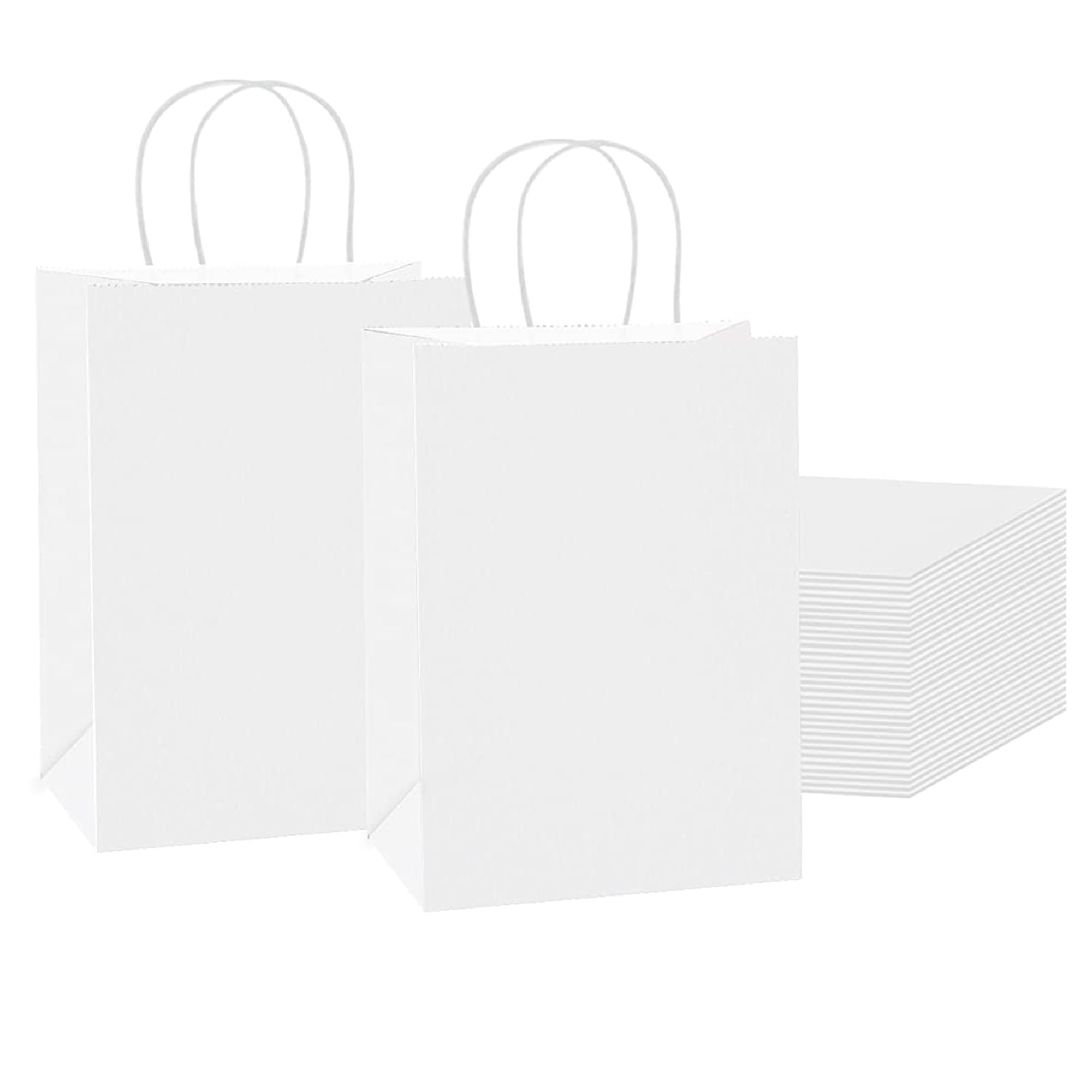 Sam Wrap Plain Kraft Paper Bags White Craft Bags With Handles 100 Pack small-craft-gift-bags