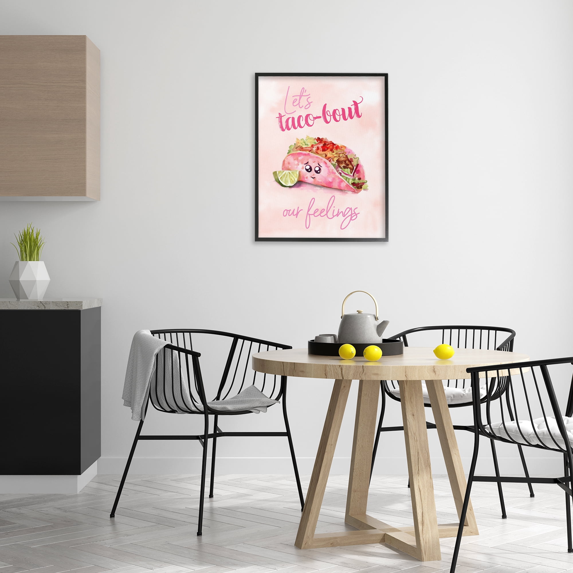 Stupell Industries Taco-Bout Our Feelings Novelty Painting Black Framed Art Print Wall Art, 24 x 30