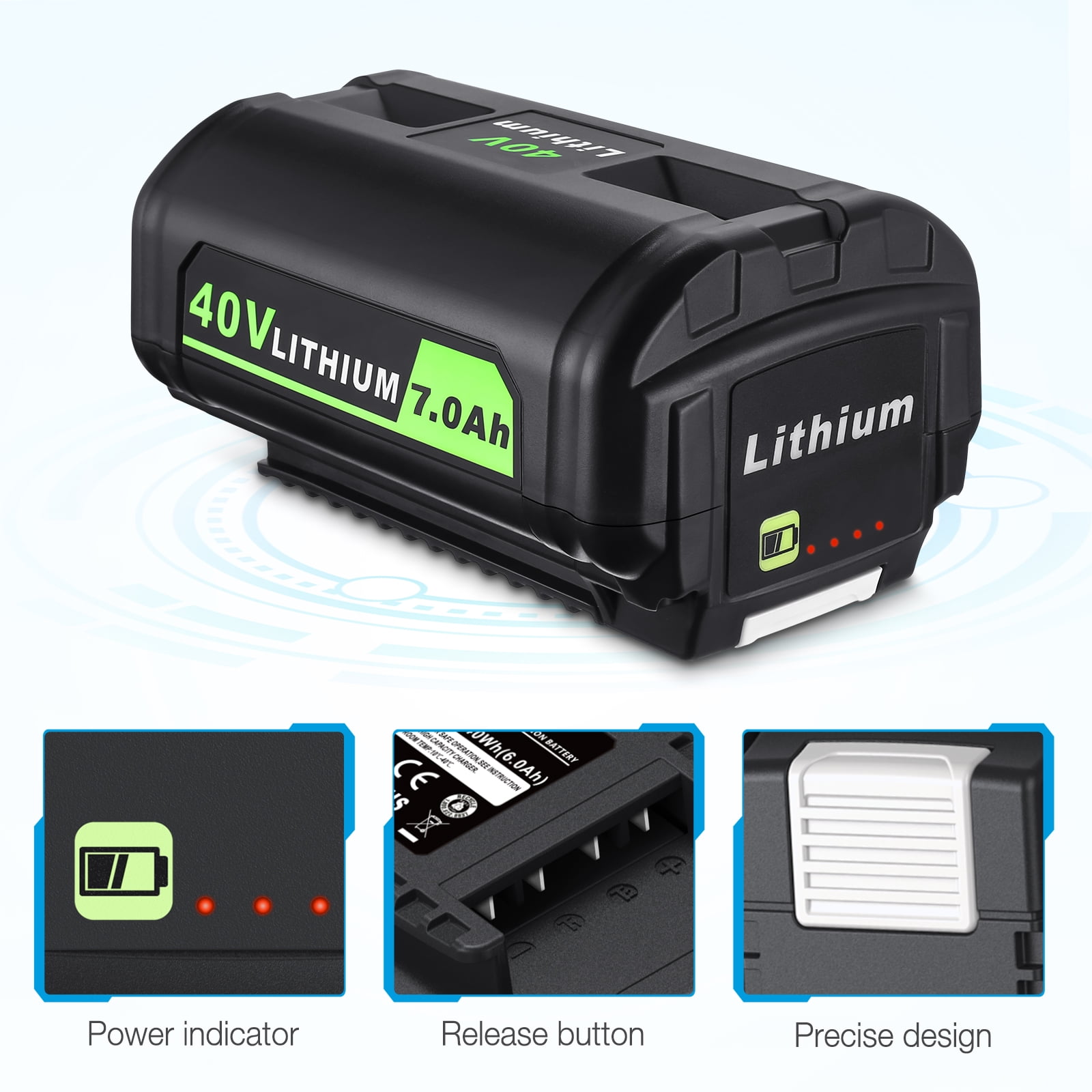 40V 7.0Ah Lithium-Ion Battery and Rapid Battery Charger OP401 for Ryobi 40 Vlot Power Tools OP4026 OP40602 OP4050A OP4040 OP4030