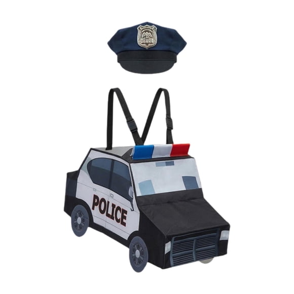 Traje infantil de actuación con sombrero, disfraz de coche de carnaval de Halloween para cumpleaños. Coche de policía