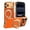 Orange, variant on Premium Lychee Texture PU Leather Magnetic Case for iPhone 16 Pro, Ultra Slim Protective Shock-Absorbent Cover with Invisible 360° Rotating Ring Stand, Wireless Charging Compatible, Blue