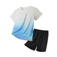 thumbnail image 4 of Utlike Boys Athletic Short Sets Kids Sports Outfit Gradient Short Sleeve Shorts Set For Running Play Active Wear Size 4-5 Years Blue, 4 of 4