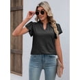 thumbnail image 3 of PULLIMORE Womens Summer Tops V Neck Ruffle Short Sleeve T-Shirts Eyelet Breathable Casual Loose Fit Shirts (S,Black), 3 of 9