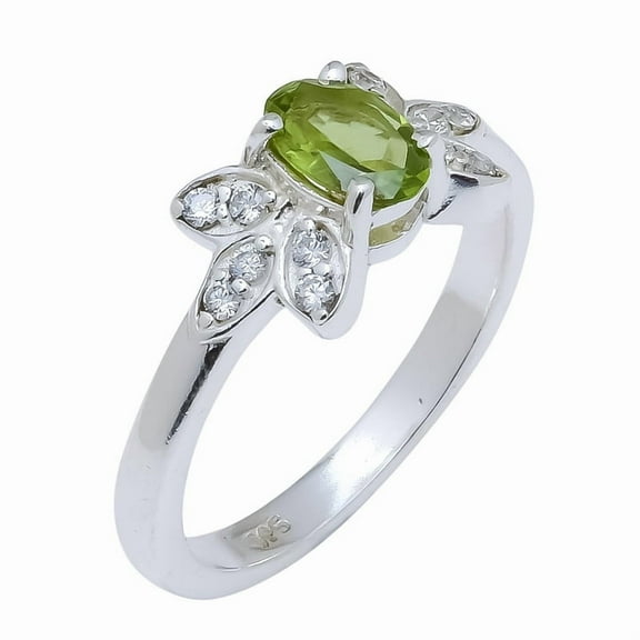 Peridot Natural Gemstones Handmade Rings Silver Paletd Rings