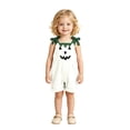 thumbnail image 3 of Gunia Baby Girls Halloween Outfit Corduroy Casual Toddler Romper With Pumpkin Face One Piece Jumpsuit Outfits White 12-18 Months, 3 of 7