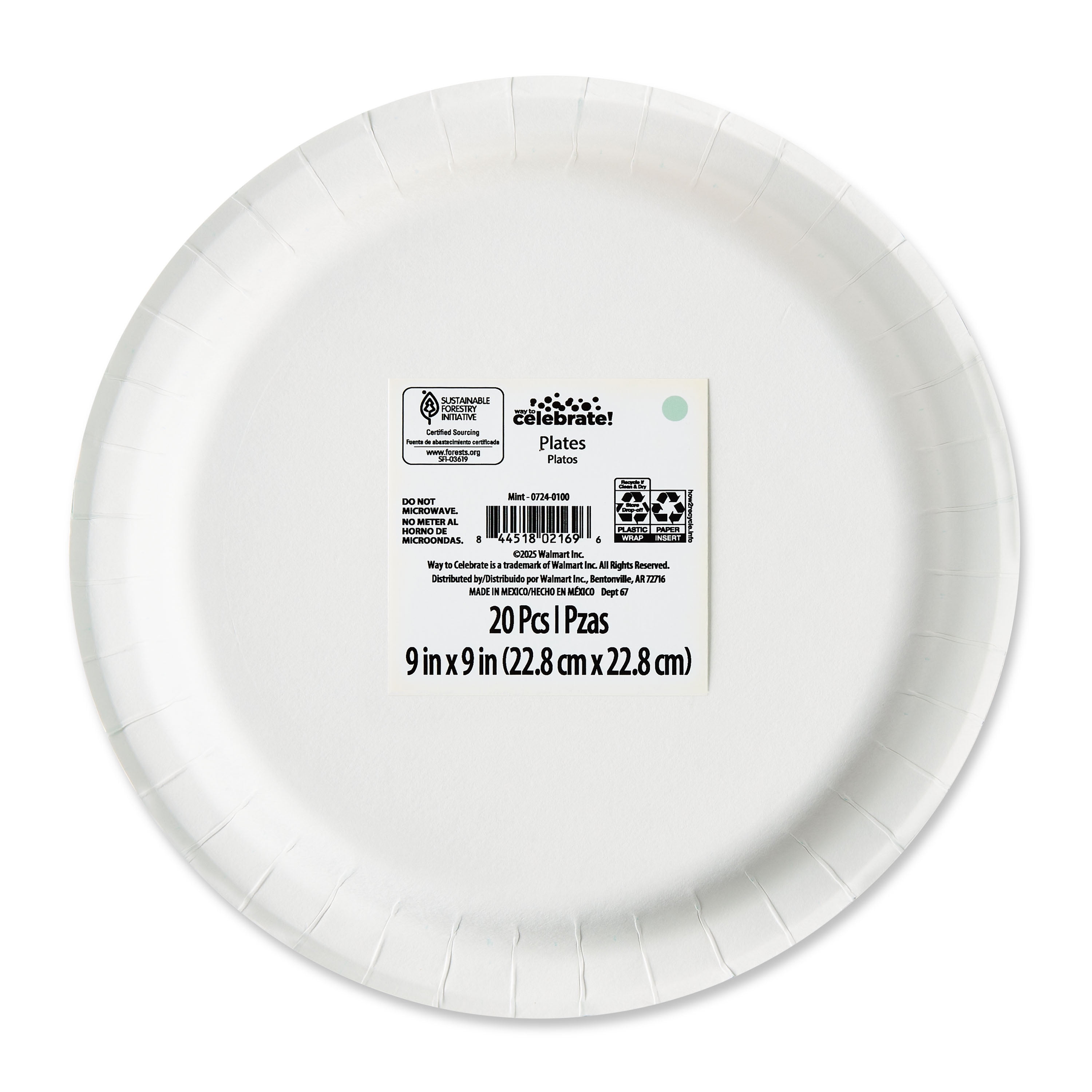 Disposable Mint Party Paper Plates, Serves 20, 9", by Way To Celebrate