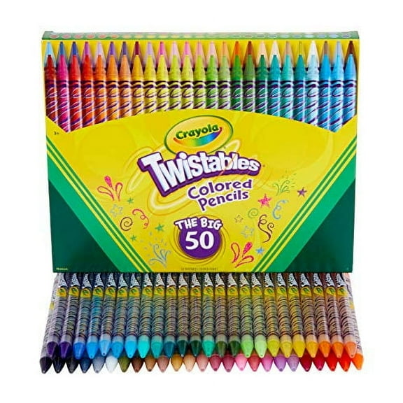 Crayola Twistables Colored Pencil Set for Kids, 50 Count