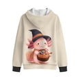 thumbnail image 5 of Xoenoiee Axolotl Witch Hat Pumpkin Candy Print Fleece Full Zip Hoodies with Long Sleeve Pullover Sweatshirts Hoodie Jacket Kids Activewear Coat Jumper Soft Casual Sport Tunic Tops Outerwear, L, 5 of 7
