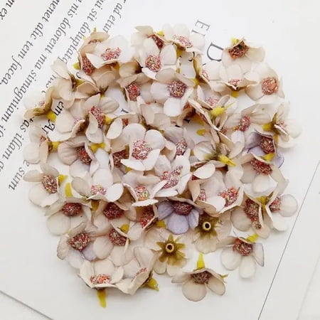 100 Pcs Faux Flower Heads, Mini Flowers for Crafts, Artificial Fake Flower Heads Silk Flower for DIY Scrapbooking Sewing Embellishment Crown Garland Headdress Home Wedding Decor