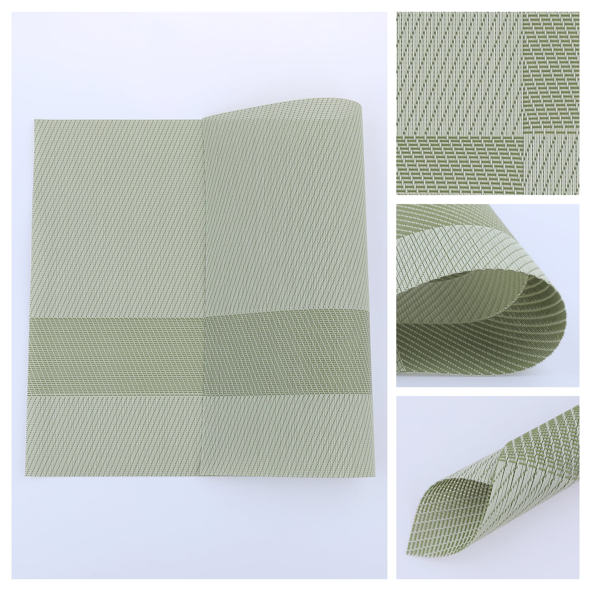Unique Bargains Set of 8 Placemats for Kitchen Table Decor Green