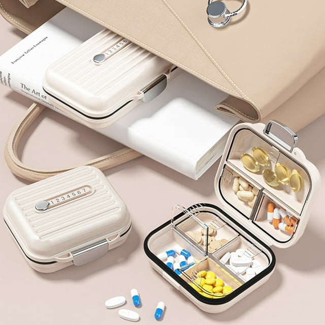 YAOMOBB Support Compact Boîte Compartimentée Hebdomadaire Couvercle Transparent 7 Compartiments Conception à Loquet Extérieur Voyage Support Compact