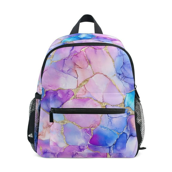 FORMRS School Backpack with Front Zippered Pocket 12" Student Travel Daypack, Pastel Pink Marble Pattern