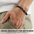 thumbnail image 2 of Pulsera ORISPRE para Hombre 20 cm Ágata Negra Ojo de Tigre con Cruz, 2 of 6