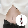 thumbnail image 4 of Nuevo Ombligo Stud de acero inoxidable Unisex con incrustaciones de diamante colgante ombligo, 4 of 5