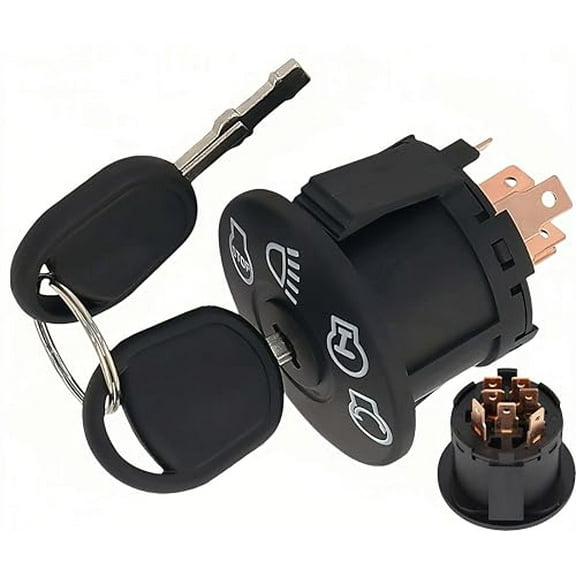 Ignition Switch with 2 Key 4 Position 7 Terminals Replace Husqvarna Craftsman Deere John MTD Murray Riding Lawn Mower and Lawn Tractor /725-1741,925-1741,532163968,532175566,163968 / Delta 6900-47P
