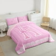 thumbnail image 3 of Manfei Letter A Monogrammed Bedding Comforter Set,Pink Sparking Print Twin Comforter Sets,Cute Bow Bowtie Bedding Set For Child,Microfiber Room Decorative Reversible,2 Pieces, 3 of 8