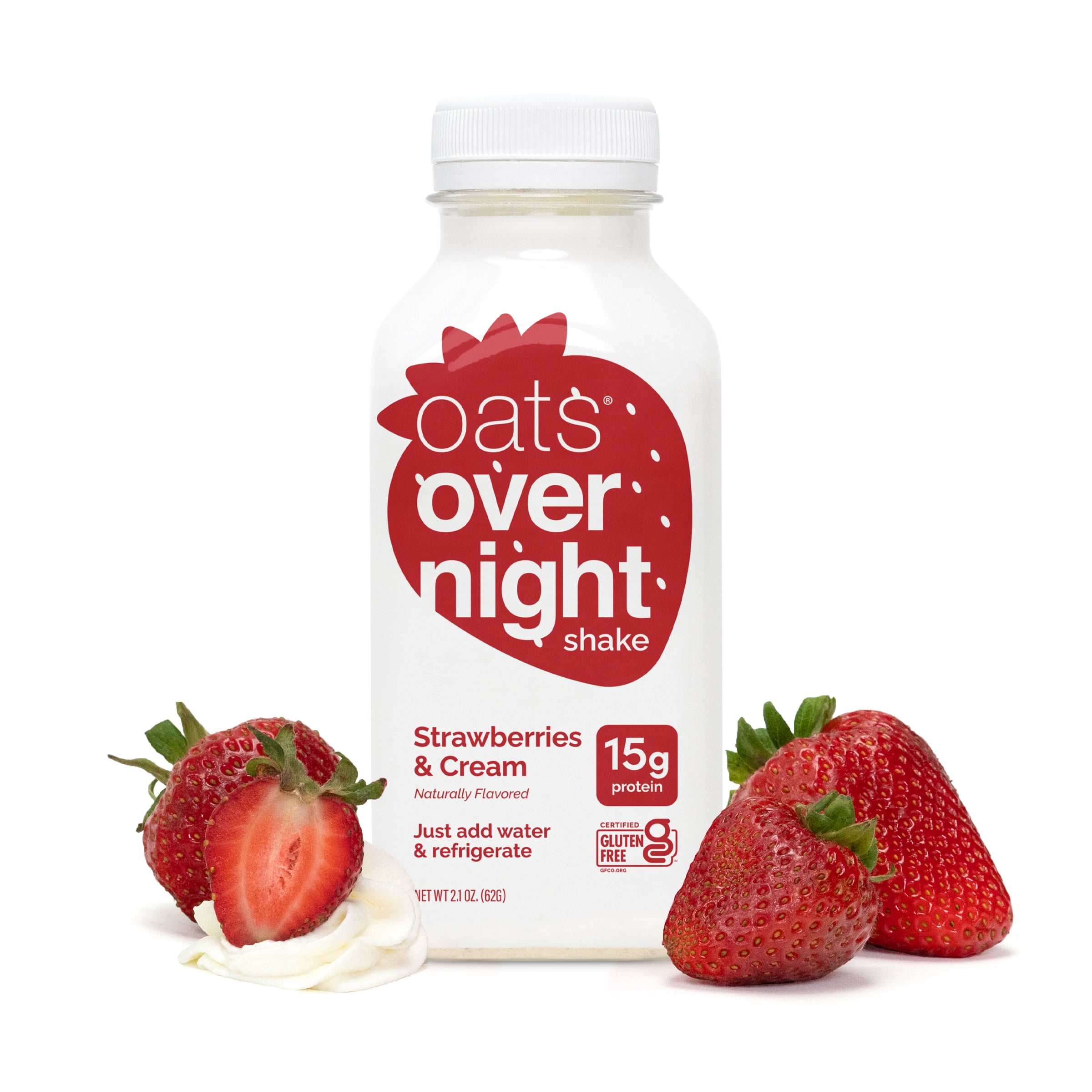 (10 pack) Oats Overnight Strawberries & Cream Protein Overnight Oatmeal Shake, 2.1 oz, 1 Count