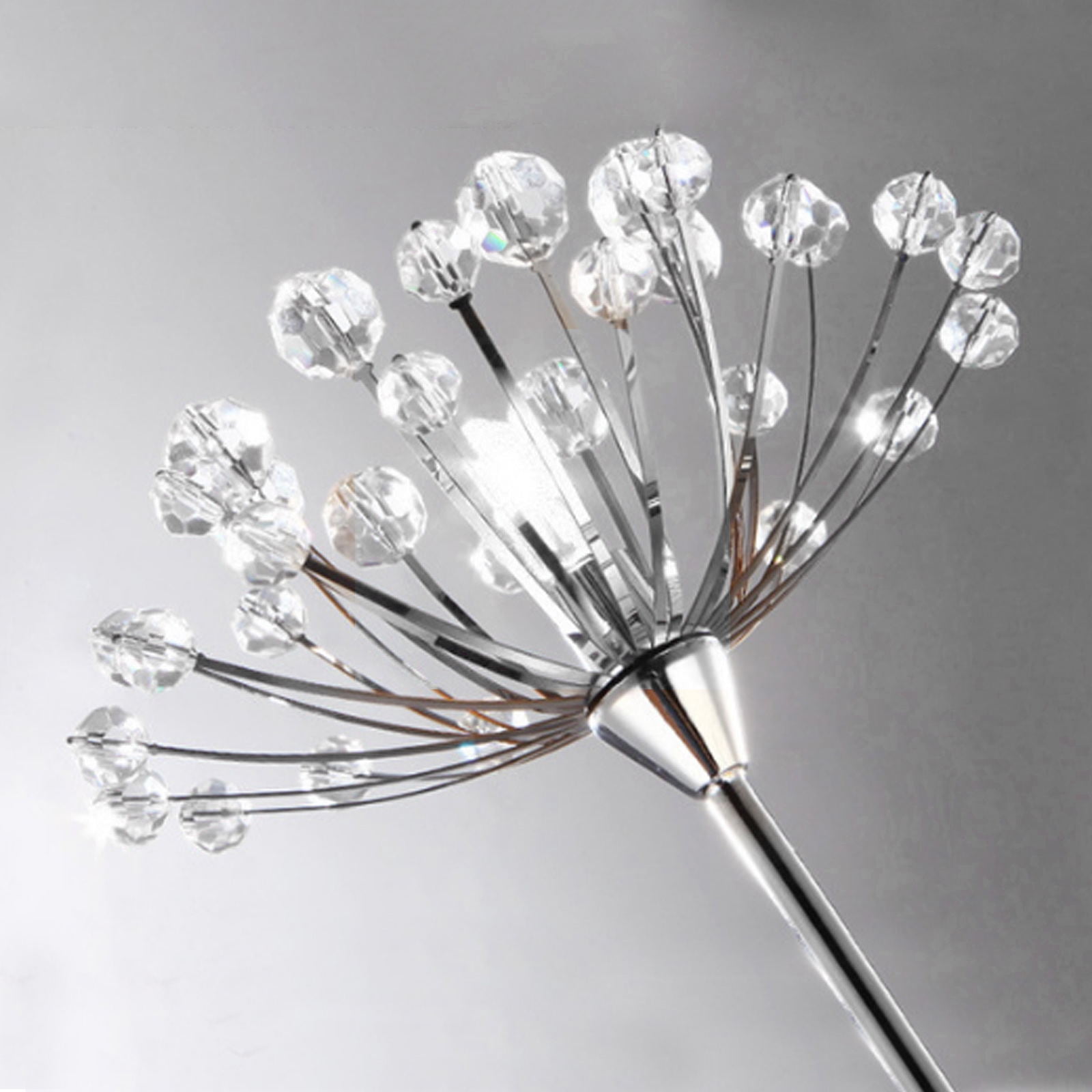 TFCFL Crystal Floor Lamp, 5 Heads Modern Elegant Dandelion Standing Lamp for Bedroom Living Room Office, 69-Inch, Silver