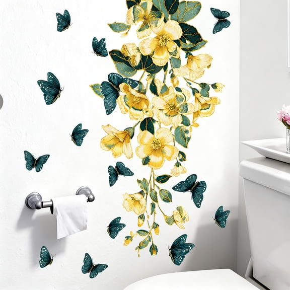 Flowers Butterfly Wall Decals Home Decor Murals Stickers Bedroom Living Room Bathroom Removable Decals