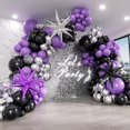 thumbnail image 1 of Kit de arco de globos FOTIOMRG, morado y negro con plata, 125 piezas, 1 of 7