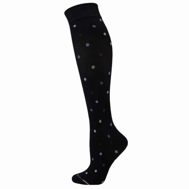 Dr. Motion COMPRESSION BLACK DANCING DOTS SOCKS