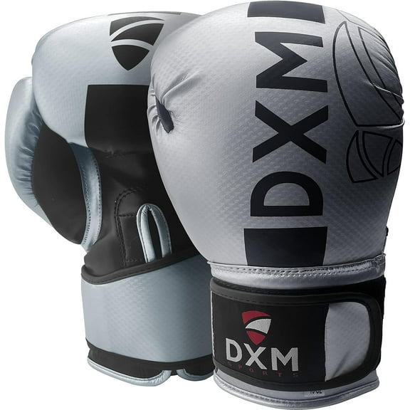 DXM SPORTS Boxing Gloves for Men & Women - Silver & Black, 16oz