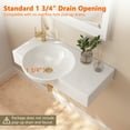 thumbnail image 4 of 30 in. Left Side White Ceramic Novelty Wall-Mount Sink Wall Hung Rectangular Bathroom Vessel Sink, Single Faucet Hole, 4 of 11