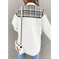 thumbnail image 4 of Women Jean Jacket Long Sleeve Button Down Plaid Oversized Denim Shacket Jackets Boyfriend Plaid Blouse Shacket Top with Chest Pocket, 4 of 6