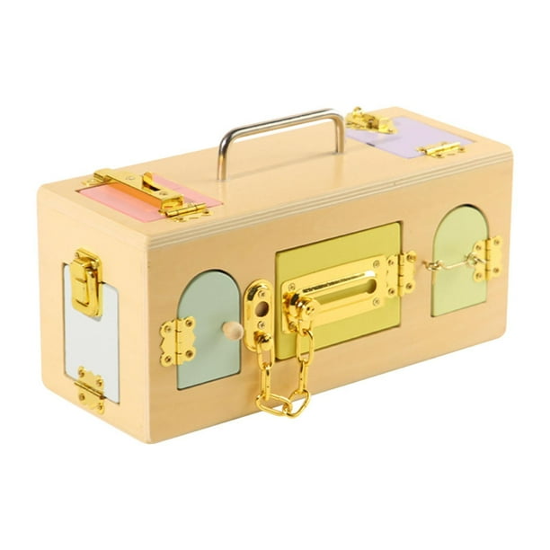 Caja de seguridad Montessori, juguete, tablero sensorial, juguete de aprendizaje, madera, tablero de actividades, habilidades motoras finas para bebés