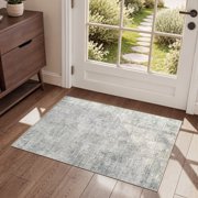 MICGEEK 2X3 Washable Area Rugs for Living Room, Modern Abstract Printed Rug, Vacuum-Friendly, Non Slip Indoor Rug for Bedroom Dining Room Home Decor Carpet, Green