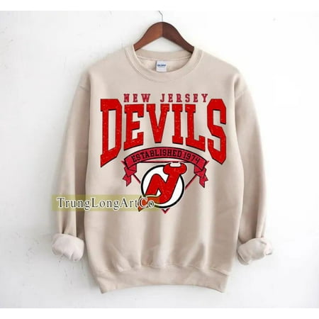 New Jersey Hockey Sweatshirt Crewneck Vintage Devils shirt New Jersey Hockey Fan shirt Hockey Tee Devils Sweatshirt